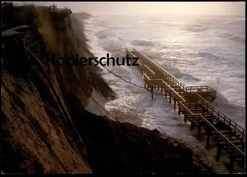 POSTKARTE SYLT STURMFLUT AN DER KÜSTE Flut Storm flood high tide débordement inondation Nordsee North Sea Mer du nord
