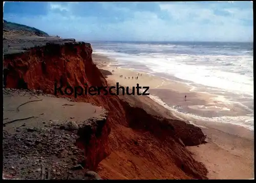 POSTKARTE INSEL SYLT ROTES KLIFF KAMPEN STRAND Sea cliff falaise Dünen Meer Nordsee North sea Mer du nord cpa postcard