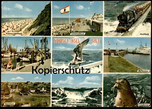 ÄLTERE POSTKARTE SYLT LEPORELLO LIST WENNINGSTEDT RANTUM HÖRNUM WESTERLAND AUTOZUG SEEHUND BRANDUNGSWELLE Ansichtskarte