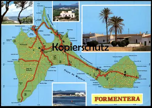 ÄLTERE POSTKARTE ISLA DE FORMENTERA MAP Landkarte Carte Géographique Balearic Islands Islas Baleares cpa postcard AK