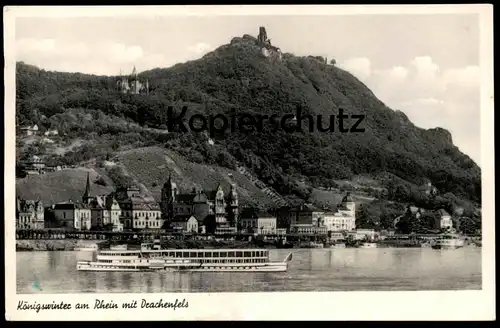 ÄLTERE POSTKARTE KÖNIGSWINTER AM RHEIN MIT DRACHENFELS SCHIFF VATERLAND Dampfer Steam Ship Steamer Rhein Rhine Rhin Rijn