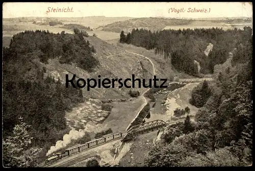 ALTE POSTKARTE STEINICHT VOGTLÄNDISCHE SCHWEIZ DAMPFLOK ZUG Pöhl Thüringen train steam engine railway cpa postcard