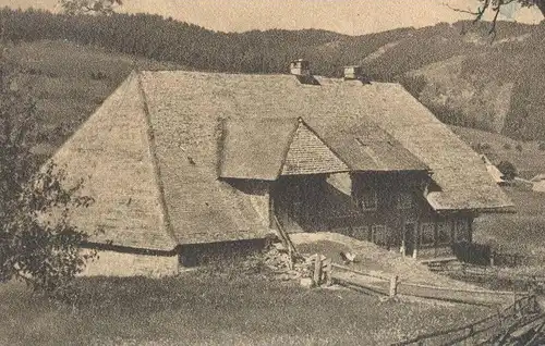 ALTE POSTKARTE SCHWARZWALDHAUS GRÜSSE AUS ZELL AM HARMERSBACH 1945 BAUERNHAUS IM SCHWARZWALD BLACK FOREST postcard