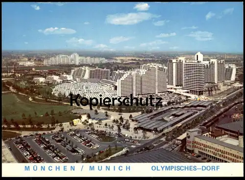 ÄLTERE POSTKARTE MÜNCHEN MUNICH OLYMPISCHES DORF BMW OLYMPIC VILLAGE OLYMPIA OLYMPIADE GAMES JEUX OLYMIPIQUES Muenchen