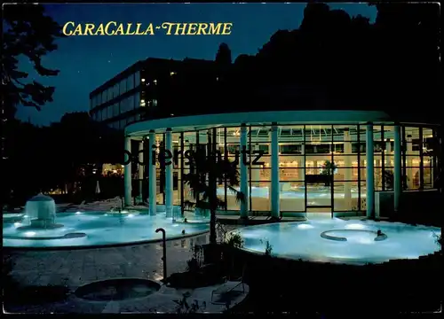 ÄLTERE POSTKARTE BADEN-BADEN CARACALLA-THERME bei Nacht by night nuit Piscine Swimming Pool Hallenbad Thermen Terme cpa