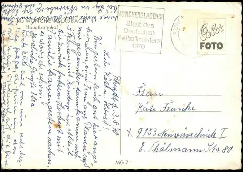 ÄLTERE POSTKARTE MÖNCHENGLADBACH HAUPTBAHNHOF Bahnhof gare station Hensen Bier beer Taxi cab military truck cpa postcard