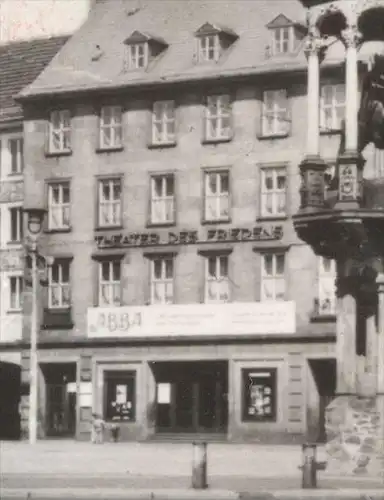 ÄLTERE POSTKARTE MAGDEBURG ABBA WERBUNG THEATER DES FRIEDENS Denkmal Interhotel International Restaurant Moskwa Café AK