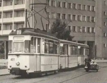 ÄLTERE POSTKARTE MAGDEBURG HOCHHAUS Strassenbahn Tramway Motorrad Beiwagen side car Motocyclette Motorbike Motorcycle