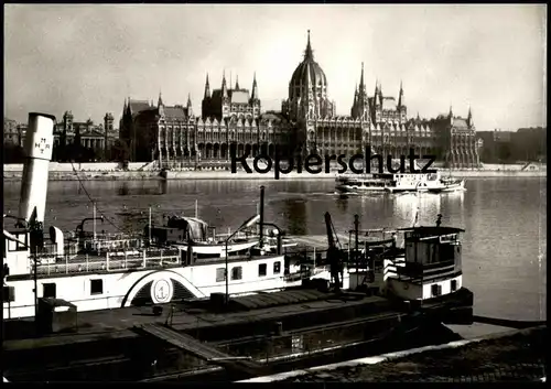 ÄLTERE POSTKARTE BUDAPEST PARLAMENT Parlement Parliament Schiff Bateau à vapeur vrachtschip freight cargo steam ship cpa