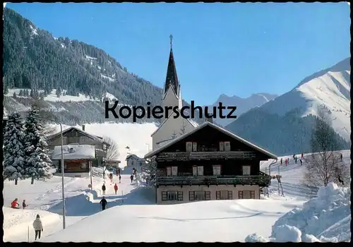 ÄLTERE POSTKARTE BERWANG IM WINTER KIRCHE BLICK GEGEN GARTNERWAND UND ZUGSPITZE Hiver Snow Ski skis skier skiing neige