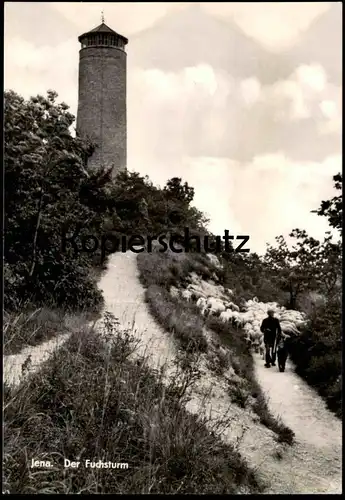 ÄLTERE POSTKARTE JENA FUCHSTURM SCHAFHERDE SCHAFE SCHÄFER HÜTEHUND Sheep shepherd Brebis Schaf Turm troupeau de moutons