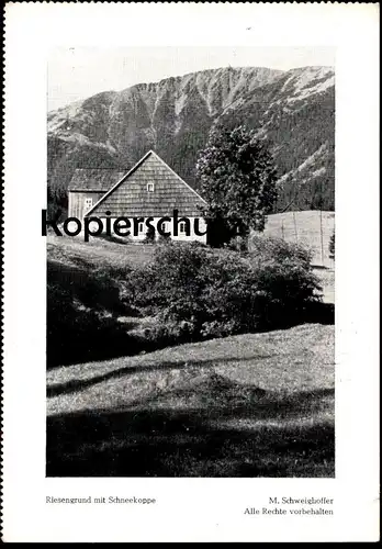 ÄLTERE POSTKARTE RIESENGEBIRGE RIESENGRUND MIT SCHNEEKOPPE M. SCHWEIGHOFFER Pec Pod Snezkou Obri dul postcard cpa AK