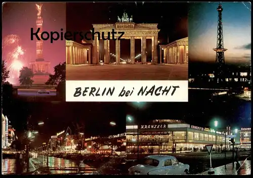 ÄLTERE POSTKARTE BERLIN BEI NACHT FEUERWERK SIEGESSÄULE BRANDENBURGER TOR fireworks feu d'artifice firework pyrotechnics