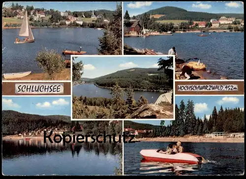 ÄLTERE POSTKARTE SCHLUCHSEE HOCHSCHWARZWALD Schlauchboot bateau pneumatique rubber boat barque Black Forest  fishing cpa