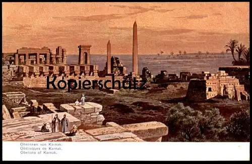 ALTE POSTKARTE FRIEDRICH PERLBERG OBELISKEN VON KARNAK bei Luxor Ägypten Egypt Obelisk Scheich sheik cheik cpa postcard