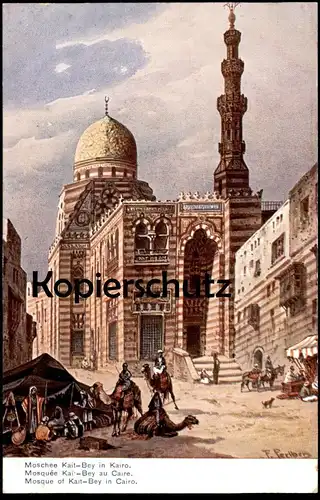 ALTE POSTKARTE MOSCHEE KAIT-BEY KAIRO SIGN. FRIEDRICH PERLBERG Cairo Caire mosque Ägypten Egypt Masdschid Kamel camel