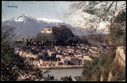 ALTE POSTKARTE SALZBURG PANORAMA STEMPEL RESTAURANT FESTUNG HOHEN SALZBURG 1927 cpa postcard AK Ansichtskarte