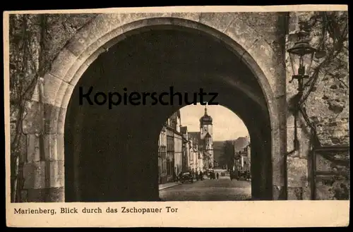ALTE POSTKARTE MARIENBERG ERZGEBIRGE BLICK DURCH DAS ZSCHOPAUER TOR Gate Porte cpa postcard AK Ansichtskarte