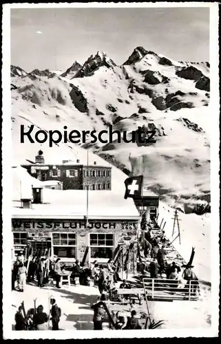 ÄLTERE POSTKARTE WEISSFLUHJOCH DAVOS PARSENN 1956 BLICK AUF SILVRETTA faire du ski skiing cpa postcard AK Ansichtskarten