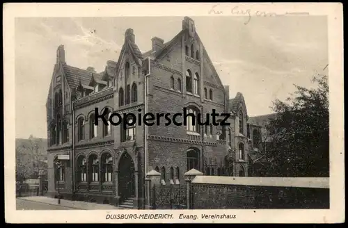 ALTE POSTKARTE DUISBURG MEIDERICH EVANGELISCHES VEREINSHAUS STEMPEL POSTES MILITAIRES 1921 cpa postcard AK Ansichtskarte