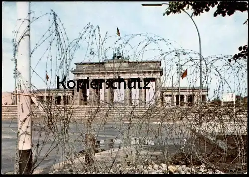 ÄLTERE POSTKARTE BERLIN  BRANDENBURGER TOR BERLINER MAUER CHUTE DU MUR WALL STACHELDRAHT Barbwire Barbelé cpa postcard