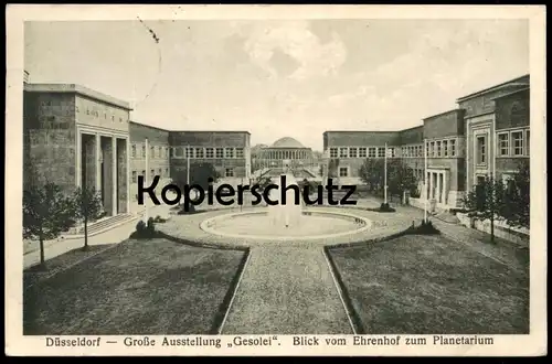 ALTE POSTKARTE DÜSSELDORF AUSSTELLUNG GESOLEI BLICK VOM EHRENHOF ZUM PLANETARIUM Exhibition Architecture Duesseldorf cpa