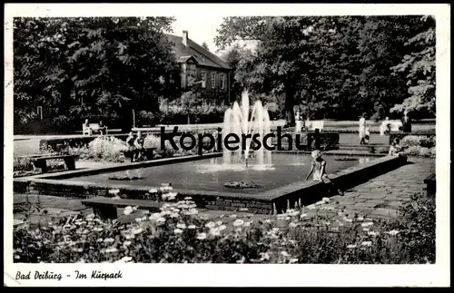 ÄLTERE POSTKARTE BAD DRIBURG IM KURPARK MÄDCHEN AM BRUNNEN Springbrunnen Fountain Fontaine Park postcard Ansichtskarte