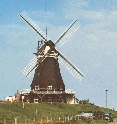 POSTKARTE PELLWORM NORDFRIESLAND MÜHLE WINDMÜHLE MILL WINDMILL MOLEN MOLE MOULIN Muhle Muehle RENAULT 4 cpa postcard AK