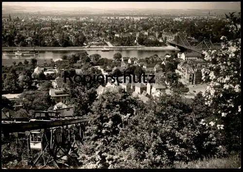ÄLTERE POSTKARTE DRESDEN BLICK VON DER LOSCHWITZHÖHE HO-GASTSTÄTTE Bahn Bergbahn Zug Eisenbahn Zahnradbahn AK postcard