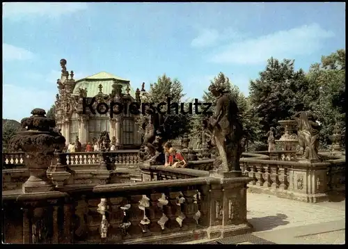 ÄLTERE POSTKARTE DRESDEN ZWINGER TERRASSE ZWINGERTERRASSE MIT WALLPAVILLON Terrasse cpa postcard AK Ansichtskarte