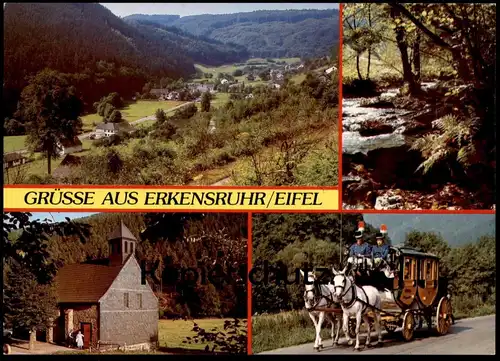 POSTKARTE GRÜSSE AUS ERKENSRUHR EIFEL KUTSCHE Postkutsche Simmerath Diligence Coche Carriage Uniform Pferd Horse Cheval