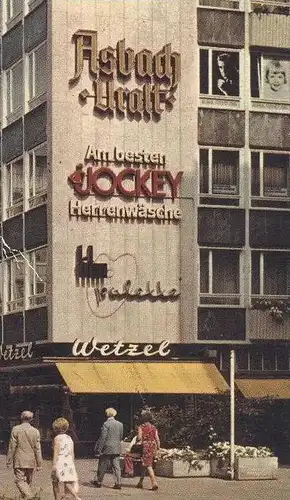 ÄLTERE POSTKARTE ESSEN KETTWIGER STRASSE AUTOMAT REKLAME ASBACH URALT JOCKEY WETZEL Glocke Poland Friseur Litfass