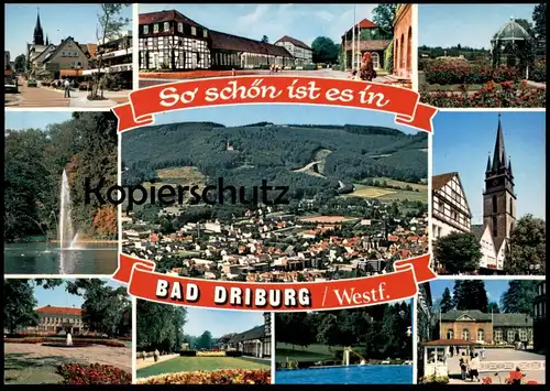 POSTKARTE SO SCHÖN IST ES IN BAD DRIBURG WESTFALEN EGGEGEBIRGE Freibad Piscine Swimming Pool cpa postcard Ansichtskarte
