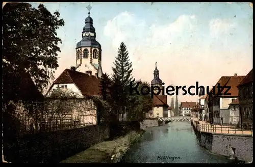 ALTE POSTKARTE ETTLINGEN PANORAMA MIT ALB cpa postcard AK Ansichtskarte