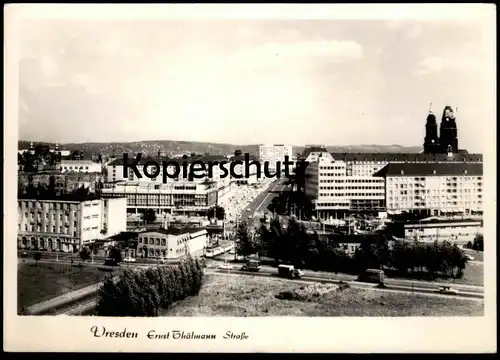 ÄLTERE POSTKARTE DRESDEN ERNST-THÄLMANN-STRASSE PANORAMA Straßenbahn Tram Tramway cpa postcard AK Ansichtskarte