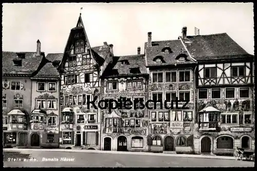 ÄLTERE POSTKARTE STEIN AM RHEIN BEMALTE HÄUSER Kutsche Haus Rhin Fresko Fresco Ornament cpa postcard AK Ansichtskarte