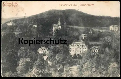 ALTE POSTKARTE BADEN-BADEN STOURDZA-KAPELLE & SANATORIUM DR. SCHAMBACHER chapel chapelle cpa postcard AK Ansichtskarte