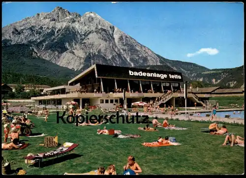 ÄLTERE POSTKARTE BADEANLAGE TELFS OZON-HALLEN- UND FREIBAD Österreich Austria Schwimmbad Piscine Swimming Pool Bad Bath