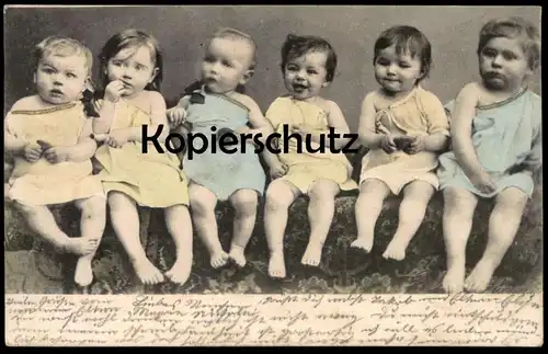 ALTE POSTKARTE BABYS 1903 KINDER HUMOR enfants enfant bébé bébés children child suckling baby babies cpa photo postcard