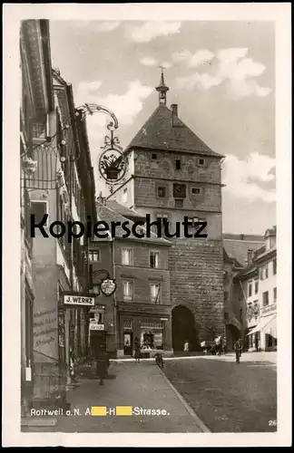 ALTE POSTKARTE ROTTWEIL A-H-STRASSE J. Wernz Laier Motorrad Moto Velo Motocyclette cpa postcard Ansichtskarte