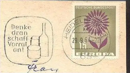 ÄLTERE POSTKARTE HEIDELBERG BLICK AUF NECKAR Frachtschiff cargo ship vrachtschip Briefmarke ECPT Europa 1964 MiNr. 445