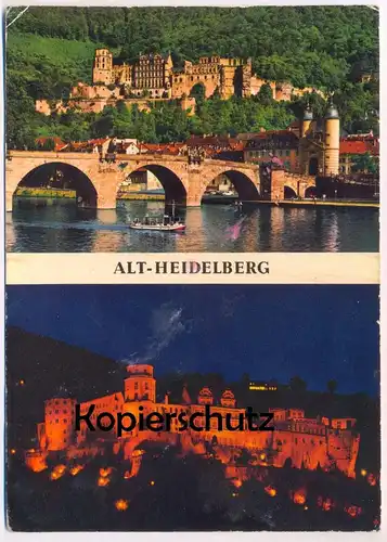 ÄLTERE POSTKARTE ALT-HEIDELBERG BELEUCHTUNG SCHLOSS BEI NACHT castle at night chateau nuit illumination 1976 cpa