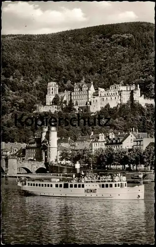 ÄLTERE POSTKARTE HEIDELBERG SCHLOSS SCHIFF MS HEIMAT Motorschiff Neckar ship bateau cpa postcard AK Ansichtskarte