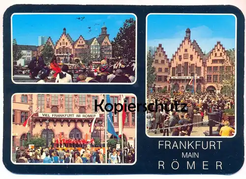 POSTKARTE VIEL FRANKFURT IM RÖMER AM MAIN FEST Ereignis Musikkapelle Spruchband Feier Musik Kapelle band orchestre cpa