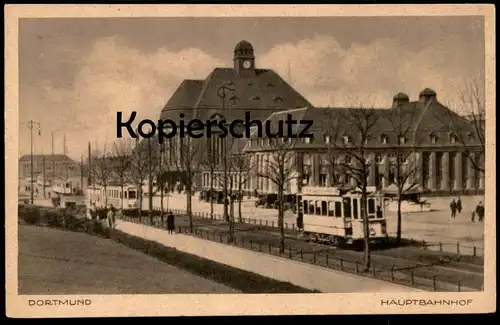 ALTE POSTKARTE DORTMUND HAUPTBAHNHOF Bahnhof station gare Strassenbahn Tram tramway cpa postcard AK Ansichtskarte
