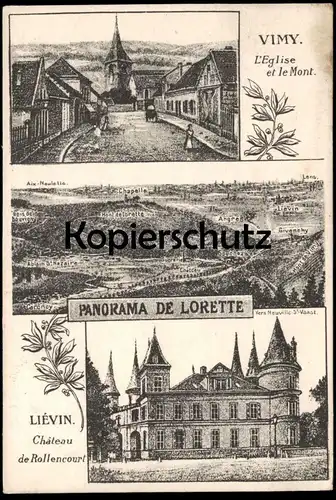 ALTE POSTKARTE LIÉVIN VIMY PANORAMA DE LORETTE CARENCY SOUCHEZ ANGRES BOUVIGNY GIVENCHY cpa postcard AK Ansichtskarte