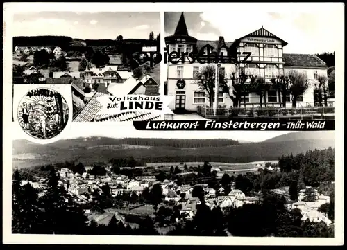 ÄLTERE POSTKARTE FINSTERBERGEN VOLKSHAUS ZUR LINDE THÜRINGEN FRIEDRICHRODA THÜRINGER WALD Baum tree arbre cpa postcard