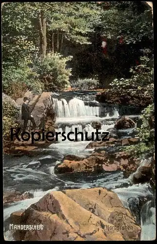 ALTE POSTKARTE MANDERSCHEID EIFEL HORNGRABEN WASSERFALL bei Wittlich Feldpost 1915 waterfall postcard Ansichtskarte cpa