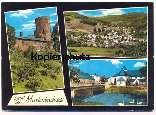 ÄLTERE POSTKARTE GRUSS AUS MÜRLENBACH EIFEL HOTEL EIFELER HOF GEROLSTEIN Schwan swan cygne Ansichtskarte AK cpa postcard