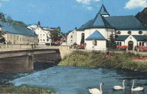 ÄLTERE POSTKARTE GRUSS AUS MÜRLENBACH EIFEL HOTEL EIFELER HOF GEROLSTEIN Schwan swan cygne Ansichtskarte AK cpa postcard